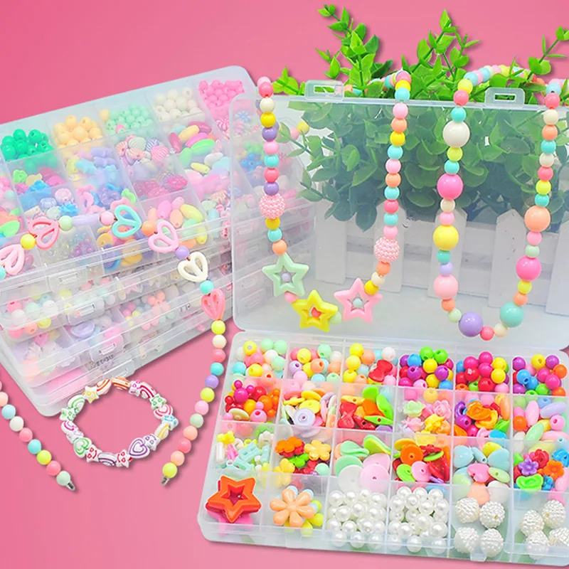 1 Box DIY Handmade Beaded Toy With Accessory Set Children Creative Girl Jewelry Making Toys Educational Toys Children Gift