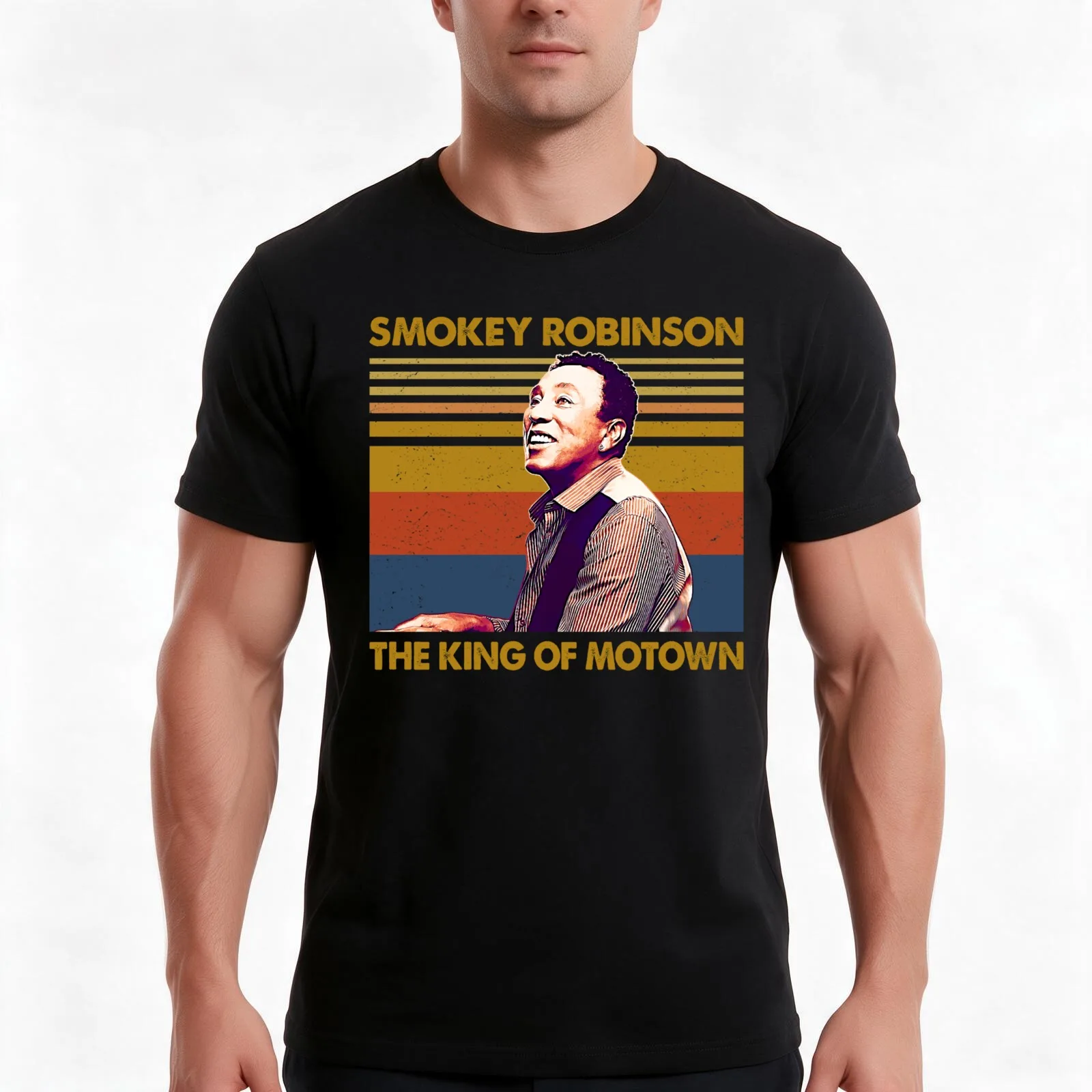 Smokey music Robinson The King Of Motown Retro T-Shirt, Summer Casual Cotton Tee, Oversized Streetwear Tops, Unisex Men Women