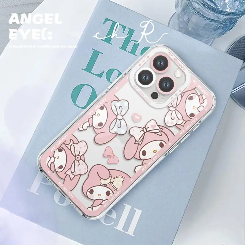 phone case For iPhone 14 13 12 Mini 11 Pro Max 15 8 X XR XS MSX 6 6S 7 SE 15Plus Clear fundas cover Cartoon Space Kurome Melodys