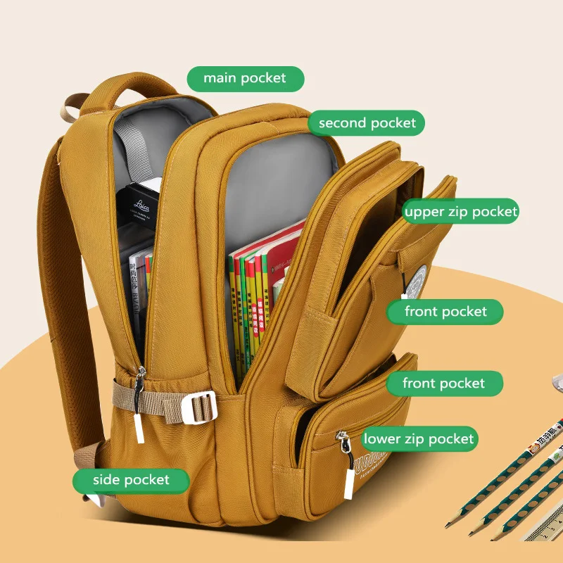 Secondary School Students Schoolbag Teenage Boys Backpack Large Capacity Travel Two-shoulder Bag Waterproof Wearable Rucksack