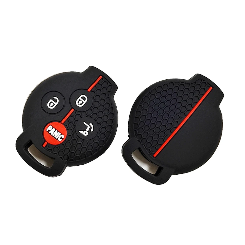 1Pc Black Dot White Red Line Car Silicone Keycase Car Key Cover For Benz Smart 450 City Coupe Cabrio Crossblade Fortwo Car Parts