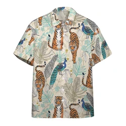 3D Printed Tiger Men's Hawaii Shirts Summer Hawaiian Travel Holiday Party Tops 2024 Streetwear Oversized Blouses Female Clothing