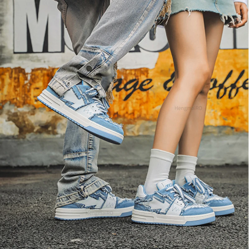 Women Shoes For Men Tennis Retro Y2K Lightning Punk Skateboard Shoes Male Fashion Sneakers Couple Outdoor Sports Casual Shoes