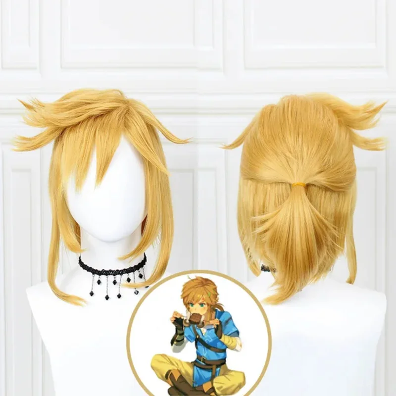The Legend of Zlda: Breath of The Wild Link Yeallow Short Wig Unisex Heat Resistant Synthetic Halloween Party Cosplay Props