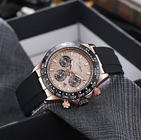 Business Men's Fully Automatic Mechanical Watch Silicone Strap Social Leisure Waterproof Calendar Night Light Clock Men's Watch