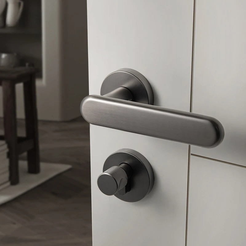 Fechadura de porta de quarto moderna estilo nórdico; fechadura silenciosa para portas internas; fechadura universal tipo split; maçaneta de porta de madeira