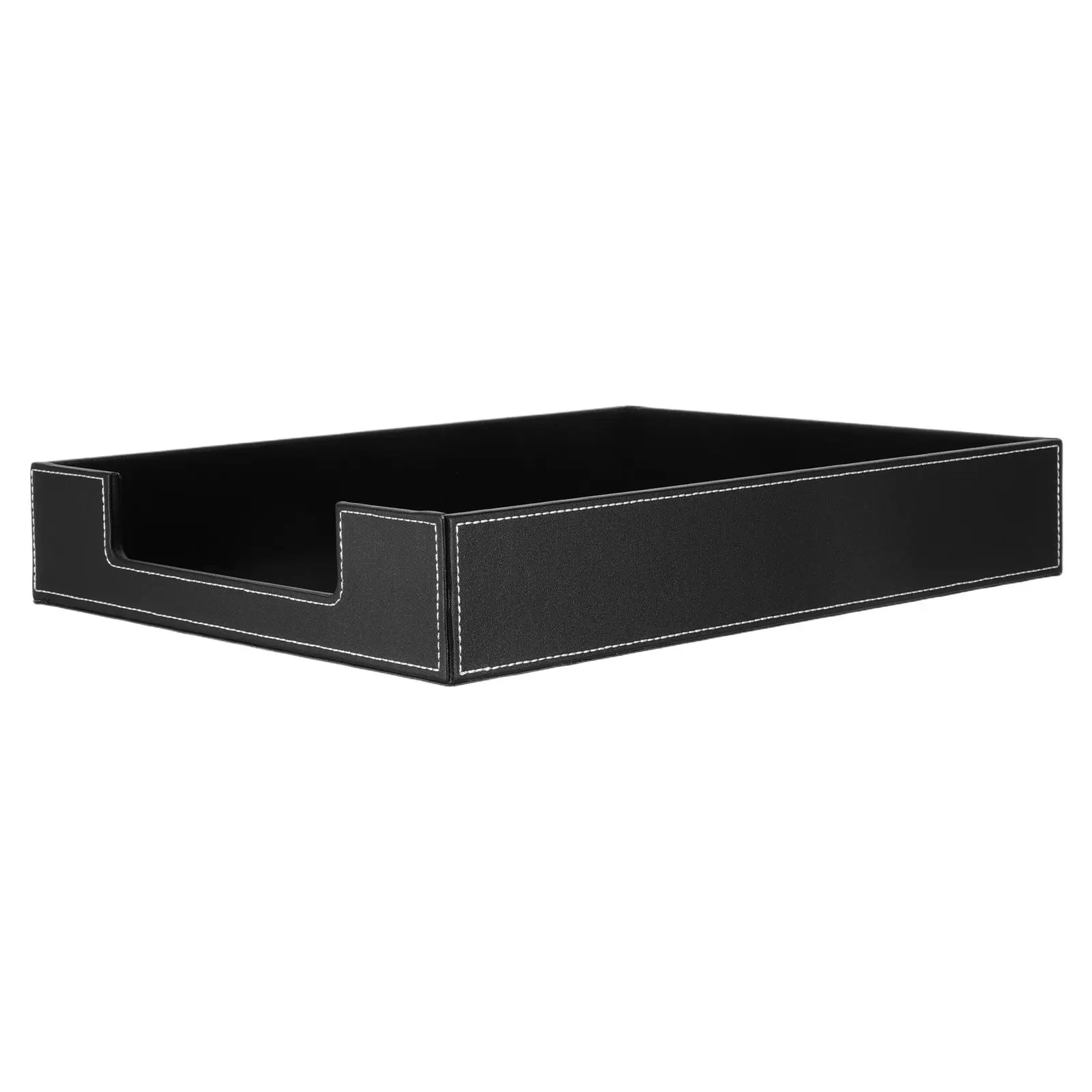 ブラックデスクトップファイルオーガナイザートレイ-pu-14x11x24インチ-丈夫なドキュメントトレイ-紙、フォルダー、手紙用-効率的なワークスペース
