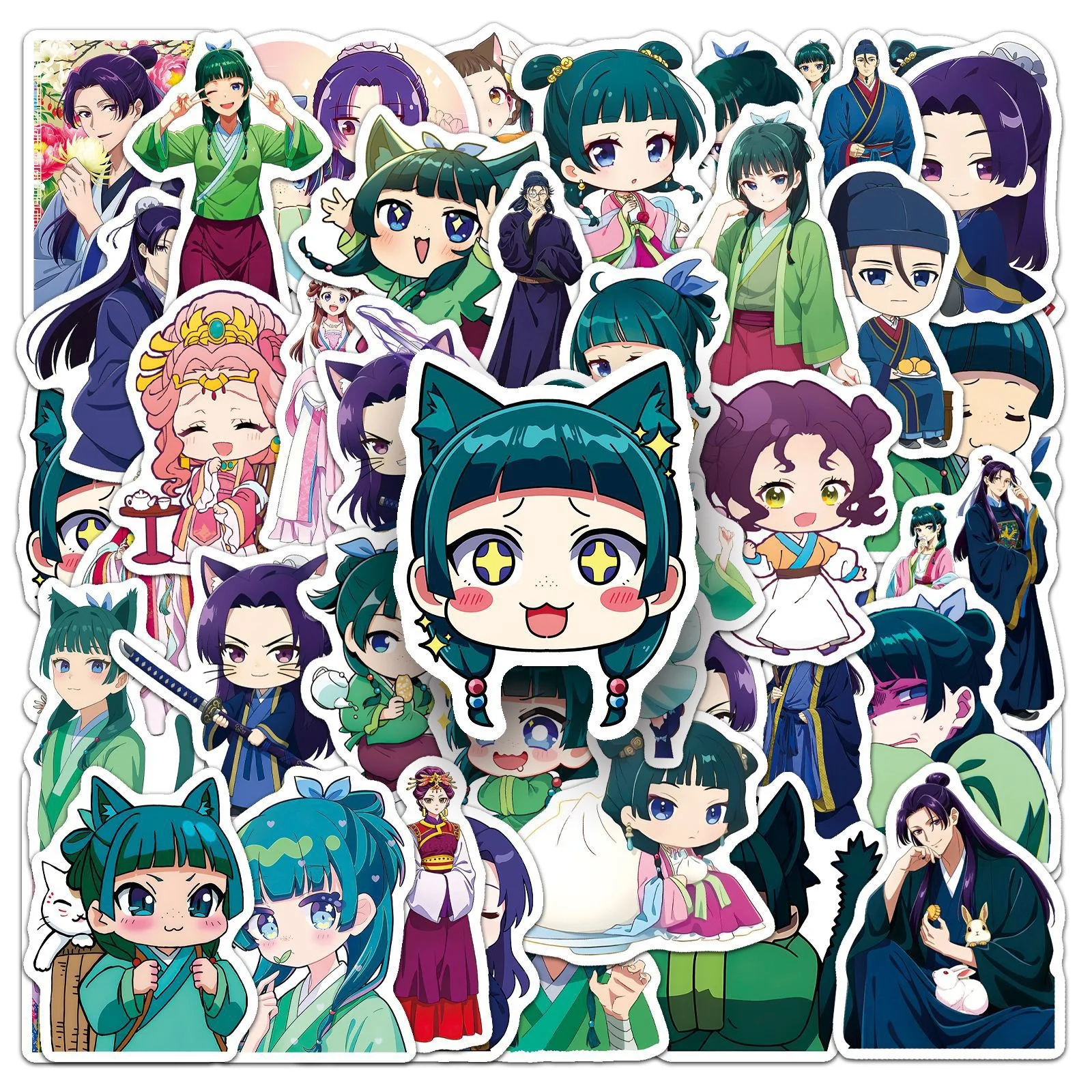 50 autocollants graffiti anime The Apothecary Diaries, autocollants amusants de dessin animé pour voiture, moto, bagages, guitare, jouet, cadeau