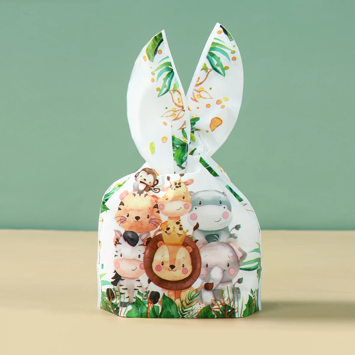 Jungle Animal Rabbit Gift Bags Candy Biscuit Packing Bag Happy Birthday Party Supplies Kids Baby Shower Wedding Diy Gift Bags