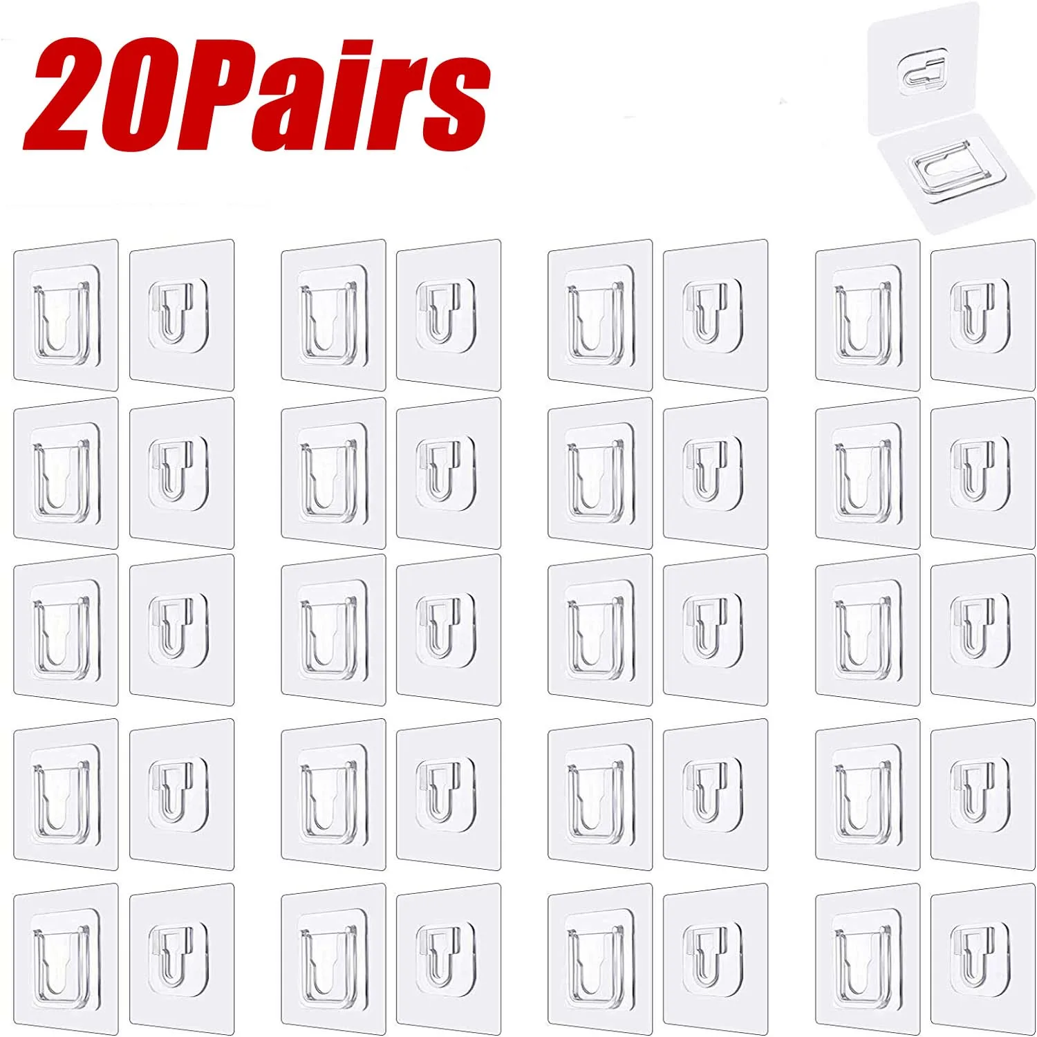 Double-Sided Adhesive Wall Hook on Hangers Stickers Hooks Wall Mount Self Adhesive Hook in the Bathroom For Kitchen Organizer