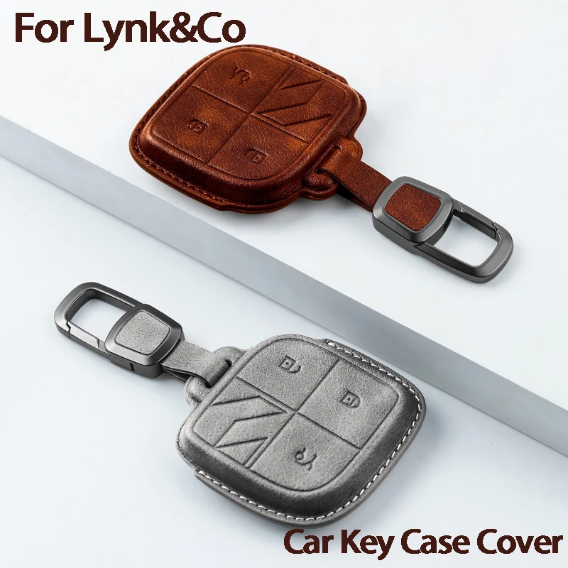 

For LYNK&CO 08 2022 2023 2024 for LYNKCO 01 02 03 05 06 09 Auto Key Fob Holder Keychain Leather Car Key Case Cover