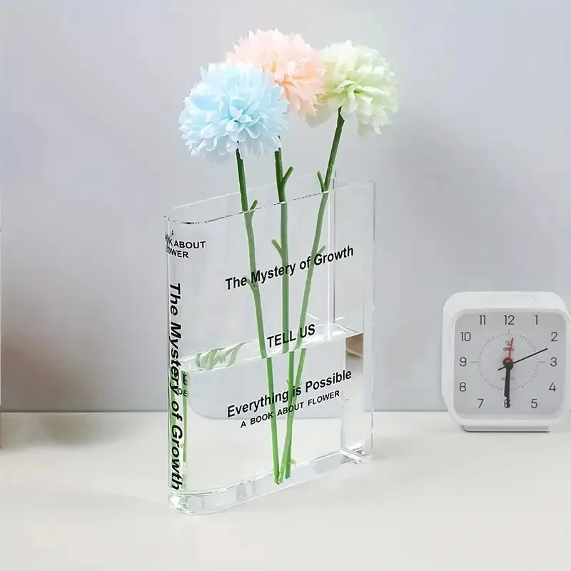 Buchvase Französische Transparente Acryl-Buchförmige Vase Transparenz Europäischer Stil Dekoration für Wohnzimmer Hydroponisch