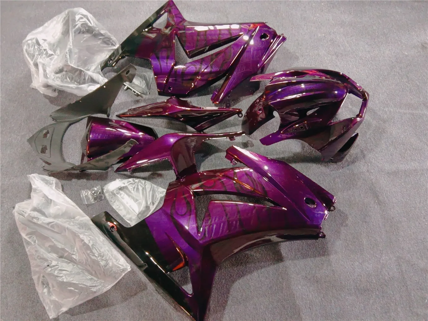 Motorcycle Fairing Set Suitable for Kawasaki Ninja 250 08-12 EX250 2008 2009 2010 2011 2012 Body fairing Black Purple