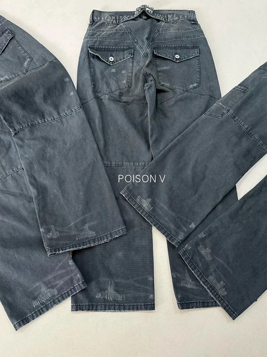 No Faith Studios Knee Cut Heavy Industry Washed Old Vintage Logging Overalls