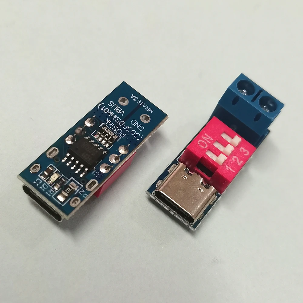 1-5pcs PD QC Fast Charging Trigger Board Type-C 5V/9V/12V/15V/20V Adjustable Voltage DIP Switch Decoy Module Power Supply Tester