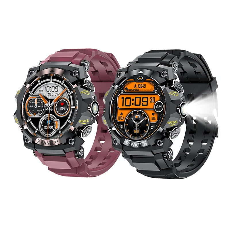 New Rugged Sport Smartwatch For Men,Bluetooth Calls,Health Monitoring,Multi Sport Mode,IP68 Waterproof,LED Flashlight For Phone