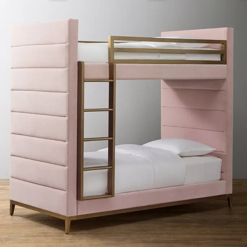 Solid wood bed up and down Bunk High and low bed American country child and mother Boys and girls Soft bag fabric