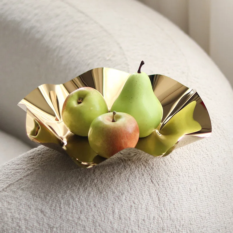 Corrugated Stainless Steel Fruit Plates, Service Plates, Fruit Bowls and Cake Plates, Delicious Home Decoration, Kitchenware