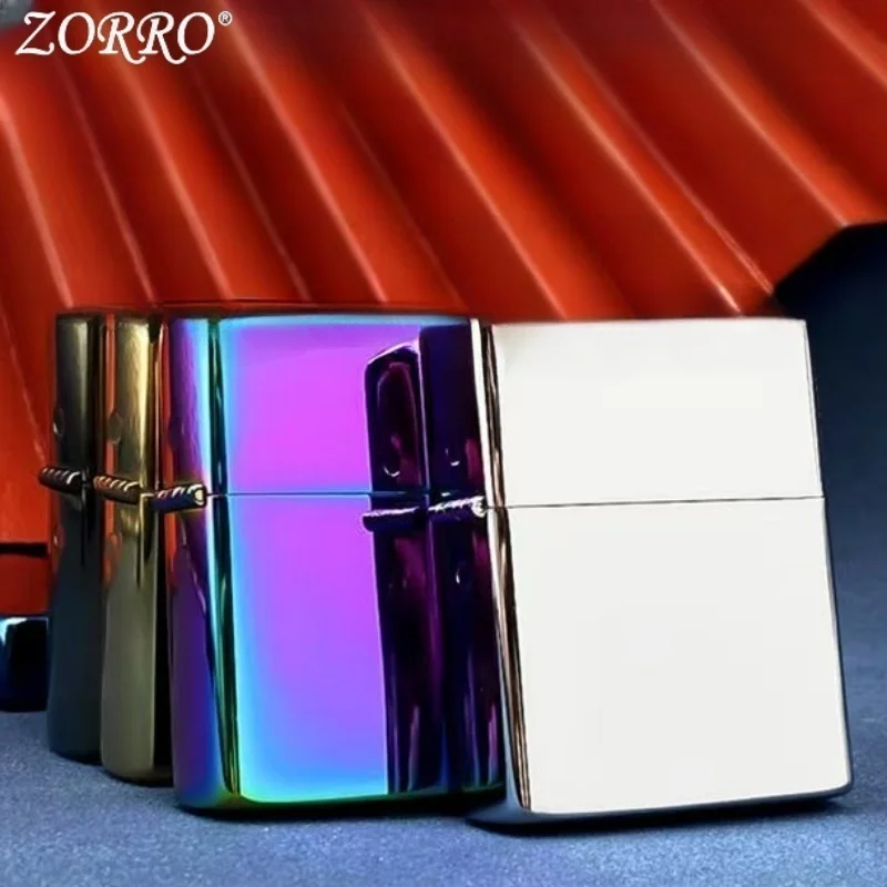 Zorro 902 Handgeschnitztes Kerosin-Feuerzeug Golden Altmodisch Vierseitig Graviert Mehrfach-Motiv Nostalgisches Geschenk für den Freund