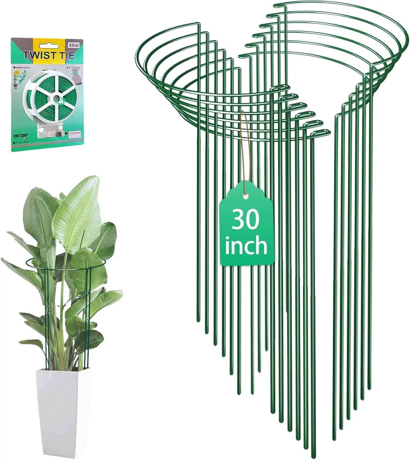 

12 Pack 30 inch Plant Support Stakes, Heavy-Duty Half Round Peony Support, Garden Plant Stakes Cage for Outdoor Plants