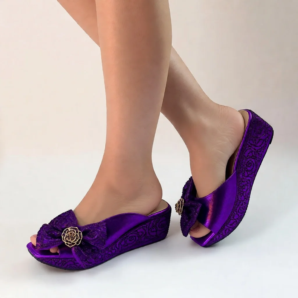 

Новейший дизайн: Женские роскошные туфли с цветочным узором для свадьбы и вечеринок, нигерийские женские туфли-лодочки на высоком каблуке, слипоны для женщин, каблук 6 см