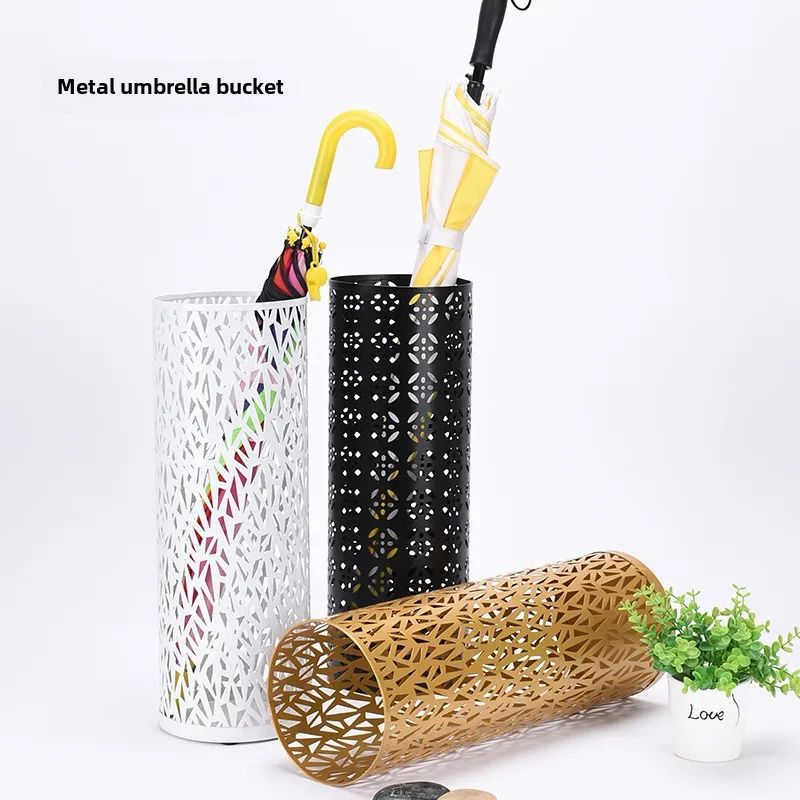 

Металлический держатель для зонта, круглый для дома, отеля, органайзер для хранения зонтов, ваза для сушки цветов, декор, многофункциональное металлическое ведро
