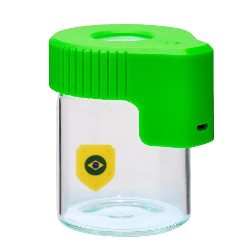 

Magnifier Lid Storage Jar with LED Luminous Light 155ml Transparent Glass Container for Dry Herb Spices Tobacco Airtight