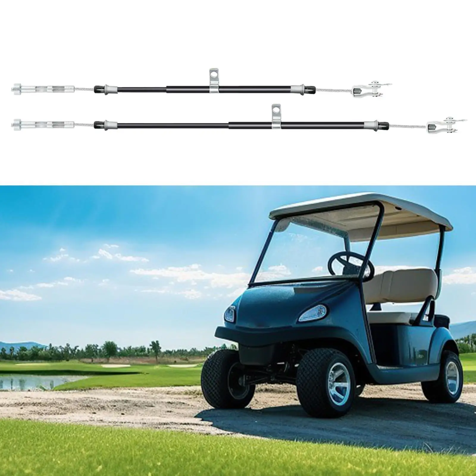 2Pcs Golf Carts Brake Cable Kit 103528701 103528702 Easy to Install Spare Part Sturdy Reliable Stainless Steel for Club Car