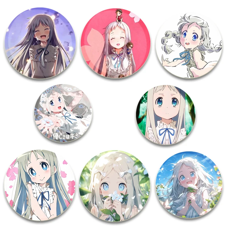 Anime AnoHana Button Pins Yadomi Jinta Honma Meiko Anjyou Naruko Round DIY Creative Brooches for Backpack Jewelry Accessories