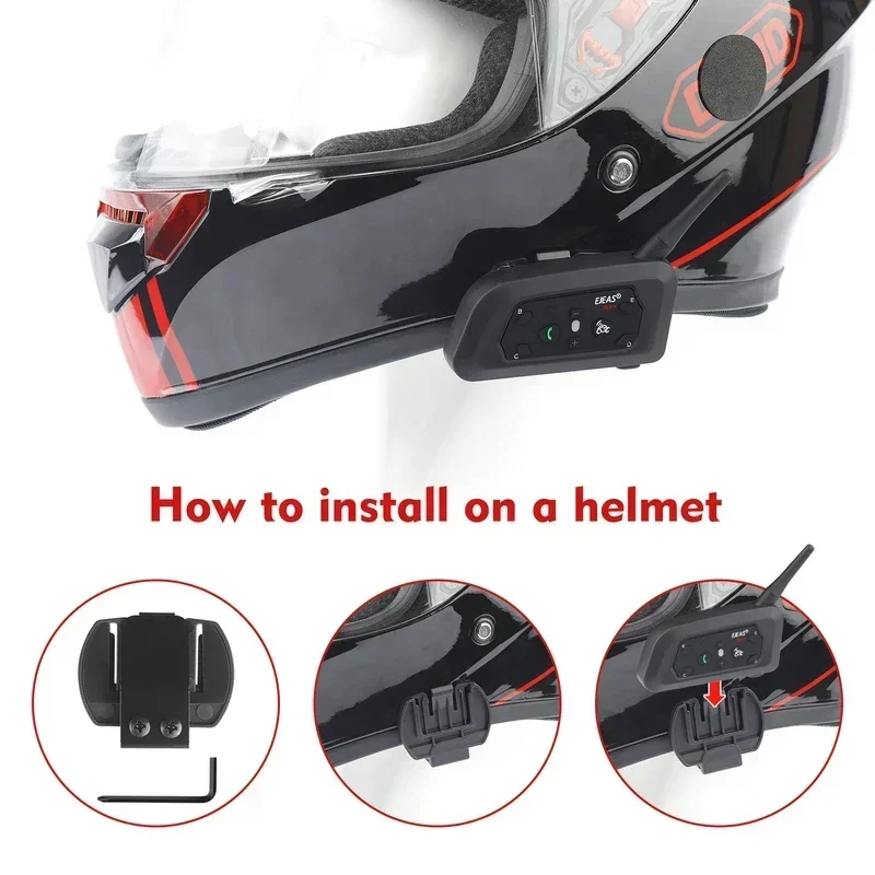 V6 PRO Bluetooth Motorcycle Helmet Intercom Headset with 1200M BT Interphone Communicator for 6 Riders Waterproof