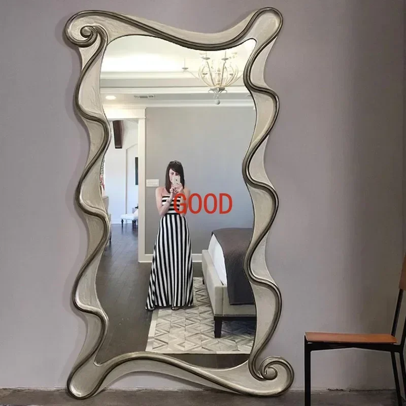 

Hanging Dressing Mirror Wavy Wall Living Room Modern Mirror Aesthetic Shower Compact Luxury Funky Home Decorations