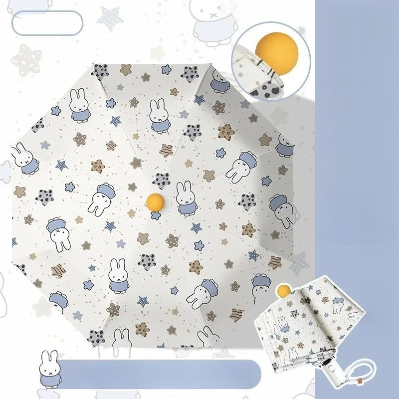 Cartoon Kawaii Miffy Umbrella Anti-rebound Student Dual Use Vinyl Fold Sun Protection Sunshade Fully Automatic Travel Essentials view 5