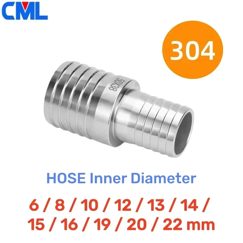 Raccord de tuyau réducteur inégal en acier inoxydable 304, à barbillon, diamètres intérieurs 6, 8, 10, 12, 13, 14, 15, 16, 19, 20, 22, 25 mm, pour traversée de cloison