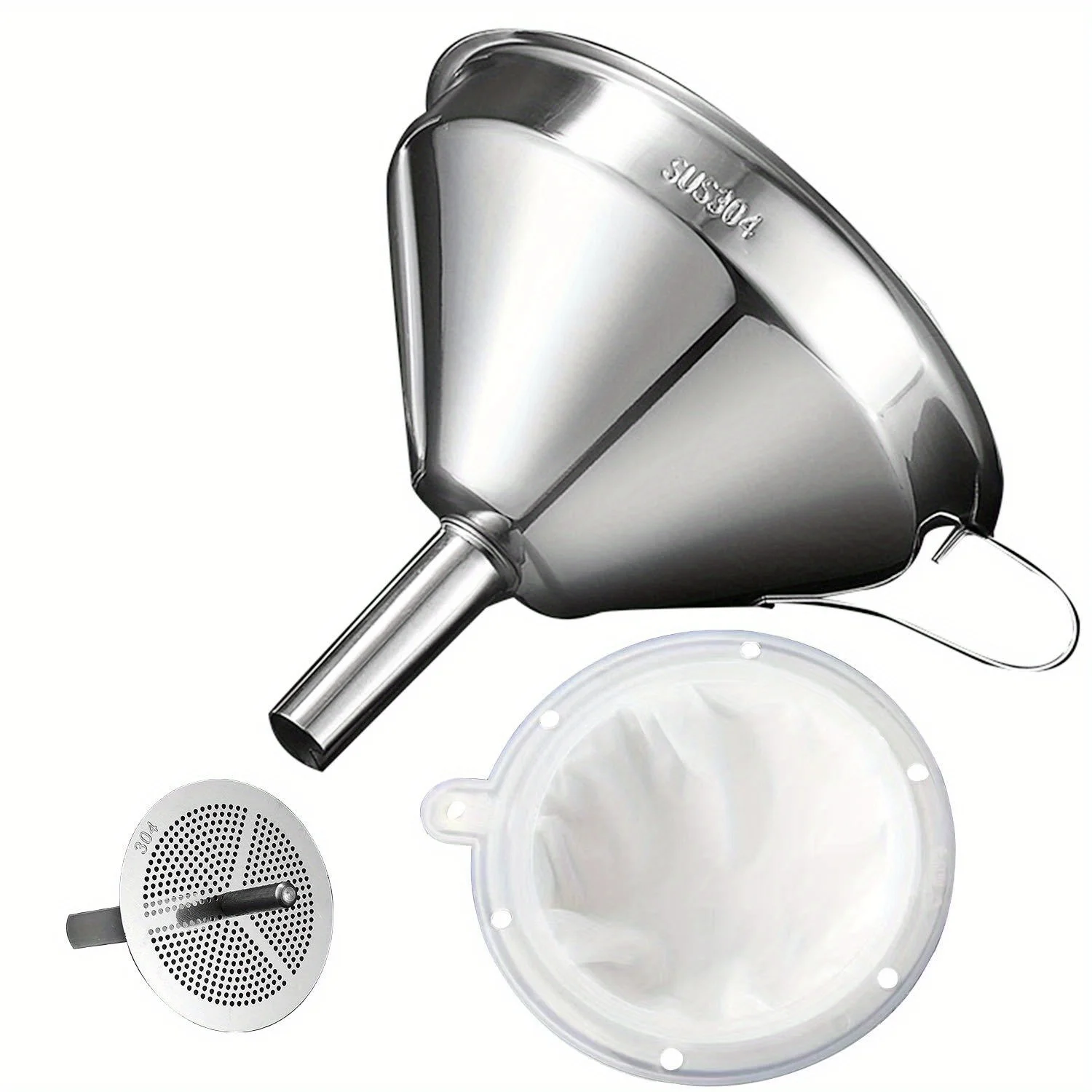 3 pcs/pack Funnel for filling bottles, kitchen tool with filter and 200 mesh filter for edible oil funnel, tea oil Juice