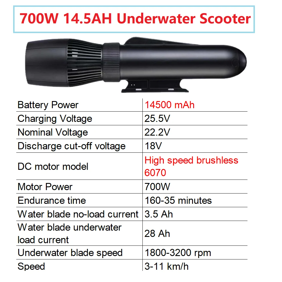 700W Jetski 16000mAh Underwater Scooter 160mins Diving Scooter Portable Free Diving Snorkeling Sea Scooter for Adults Kids