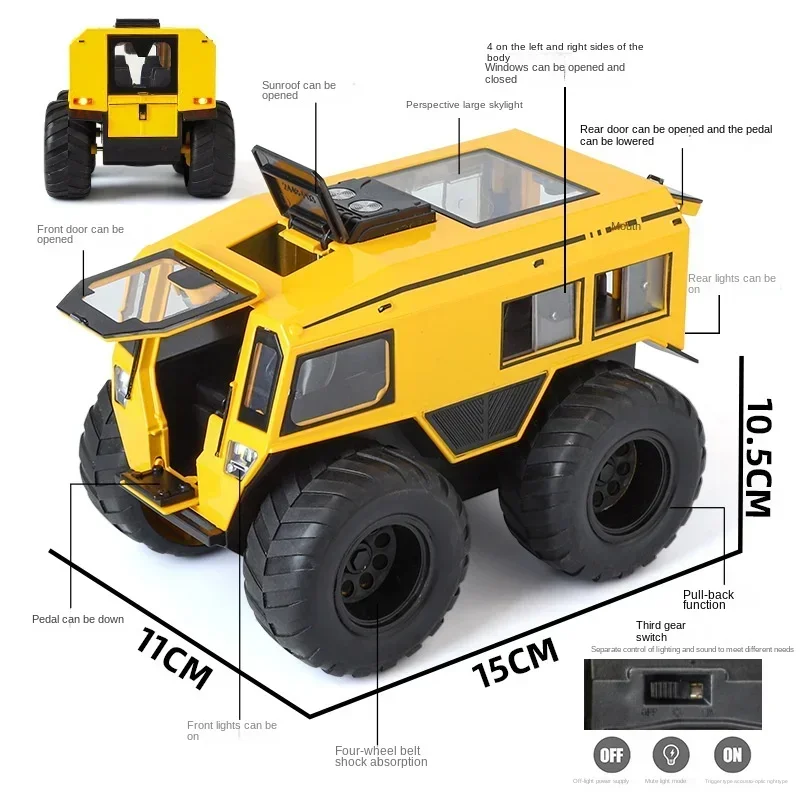 Simulation 1/24 SHERP All Terrian Vehicle Model Alloy Diecast Off Road Car Toy boy with Sound Light Collection Miniature Voiture