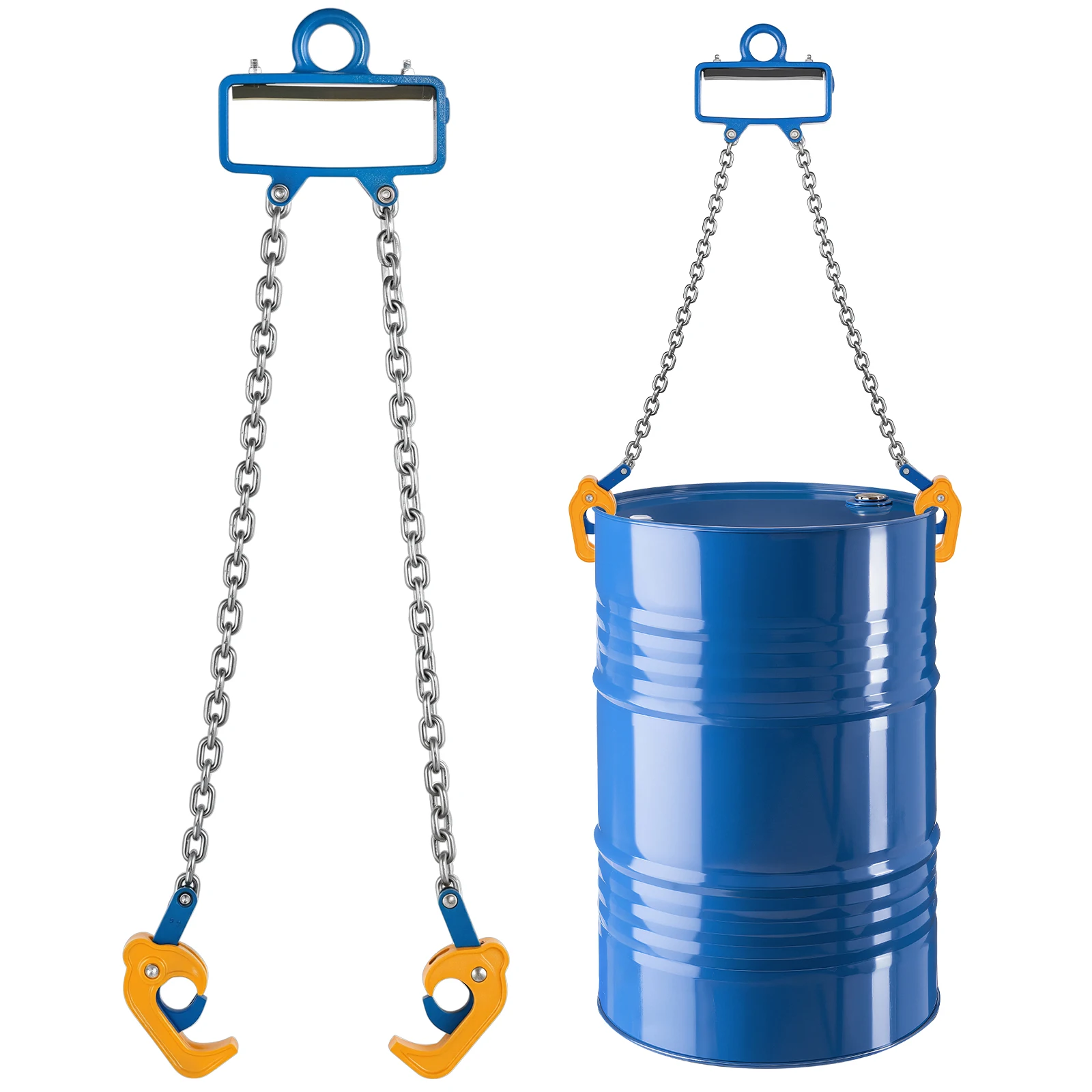 SucceBuy Élingue de levage de fûts 2200LBS, Élévateur de fûts à chaîne G80 avec crochet de sécurité, Équipement de manutention de fûts pour grue et chariot élévateur