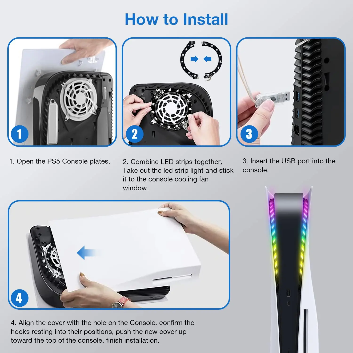 Dla Ps5 Led do gier neonowe światła pasek Rgb akcesoria zestaw oświetlenia Led do konsoli Playstation 5 edycja cyfrowa i Disc Edition