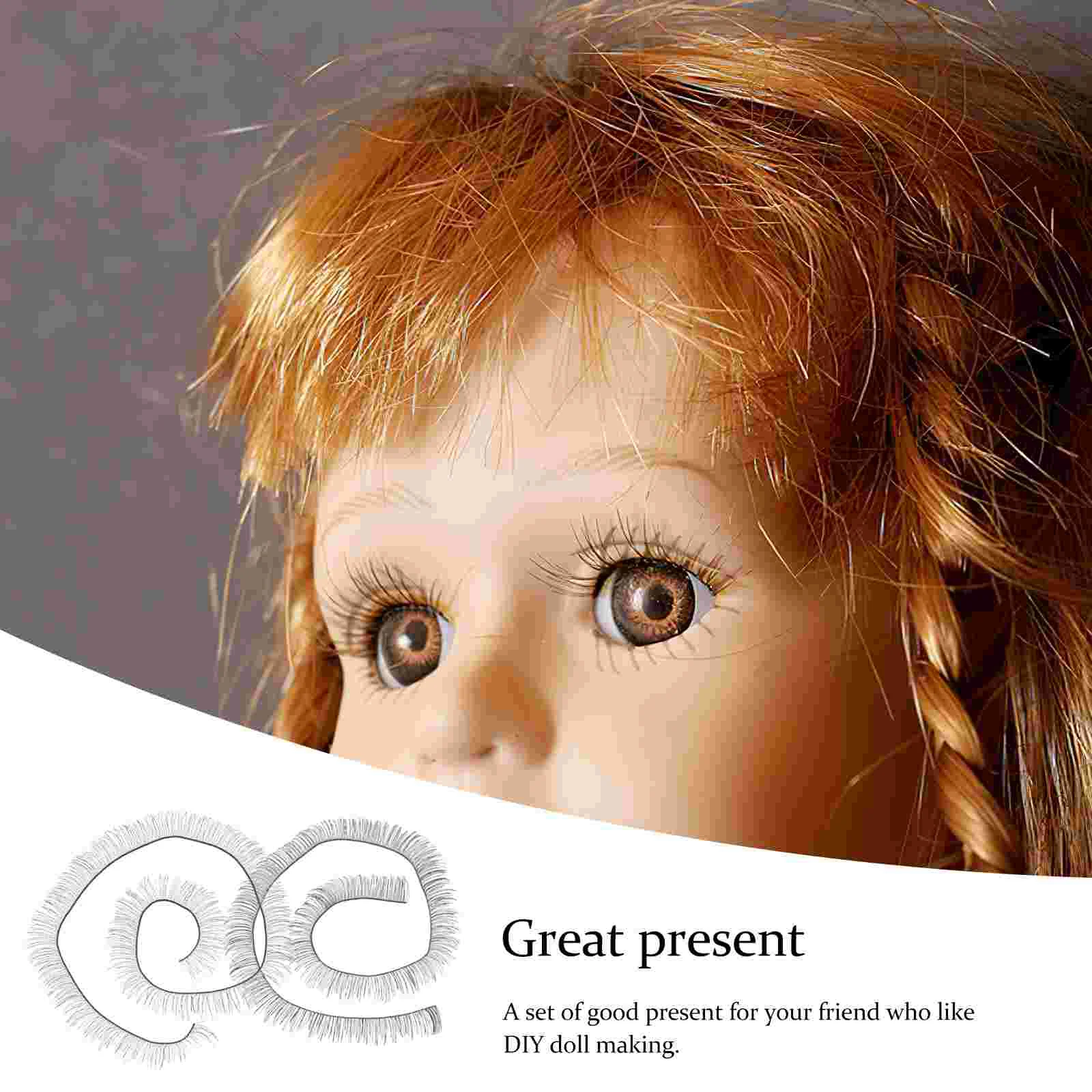 20Pcs Doll Supplies Width Make Craft Eyelashes Accessories Brown Strip Fake Bear Decorative Eye Realistic Manual Up Diy Strips