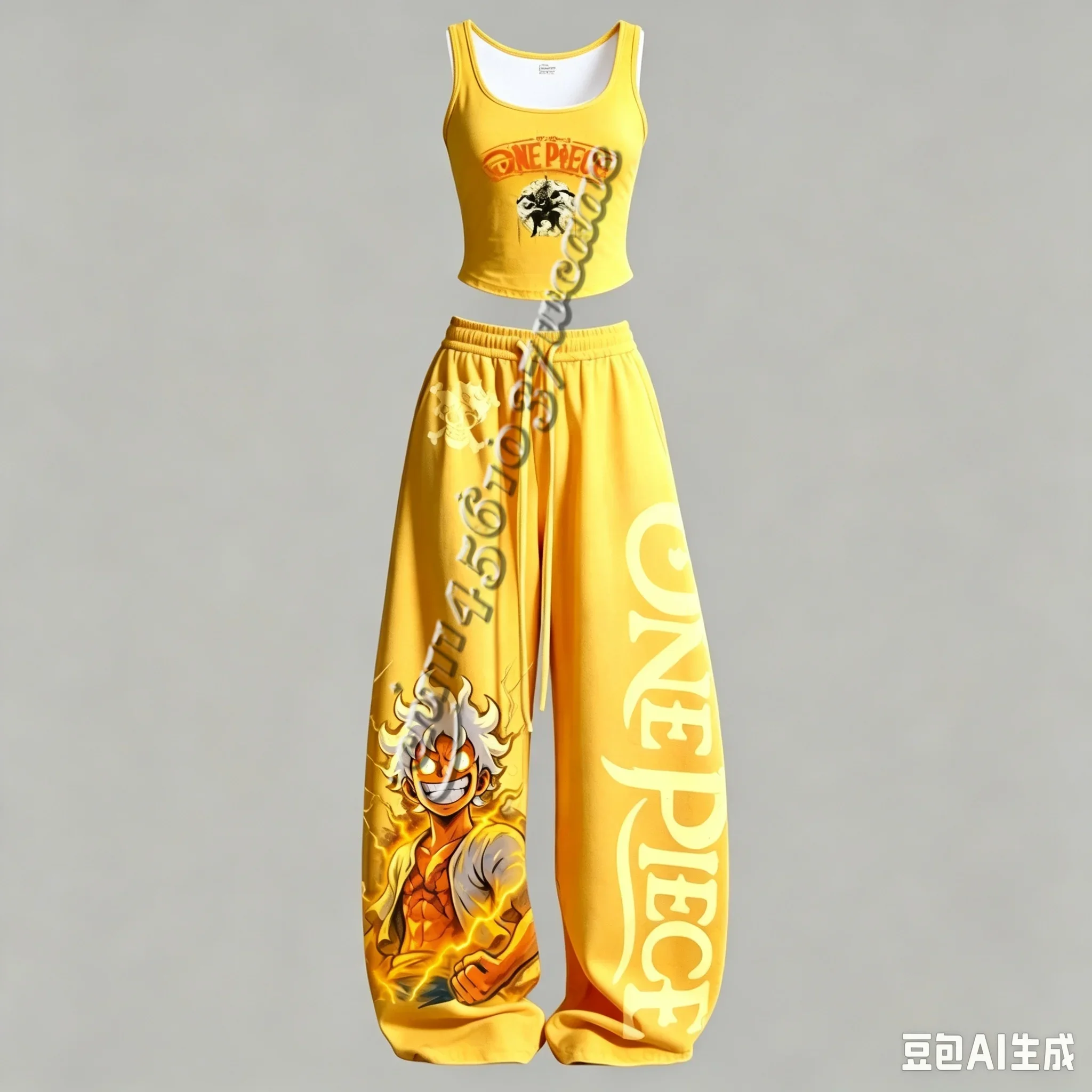 26/27 One Piece Luffy Gear5 Zoro Serie Anime-Charakter Tanktop Weite Hose Set, Unisex Anime-Outfit für die Familie – Detail 9