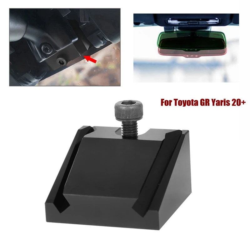 For Toyota GR Yaris 20+ Black Adjustable Billet Aluminium Rear View Mirror Riser V2.0