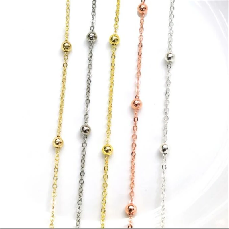 

2 Meters New Gold Color Plated Bead Chains Extension O Letter Tail Chain for Jewelry Making DIY Necklace Bracelet Accessories