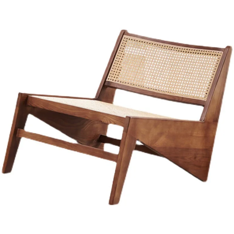 

Medieval style solid wood rattan chair balcony casual retro single sofa rattan chair surprise quiet wind