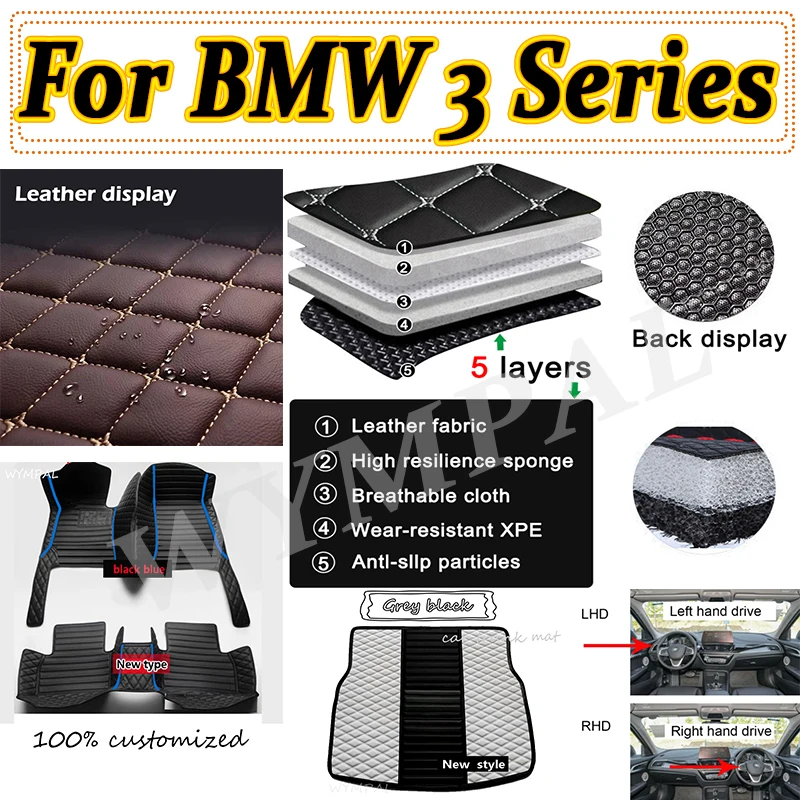 

Luxury Car Floor Mats For BMW 3 Series MK5 E90 323i 325i 328i 2006~2011 Rugs Protective Pad Leather Mat Carpets Car Accessories