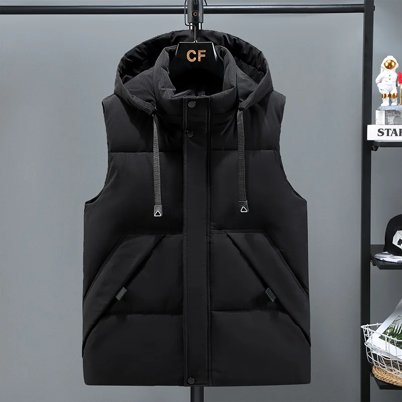 New autumn and winter thickened cotton vest men's jacket trendy thickened vest vest, large size cotton vest outside