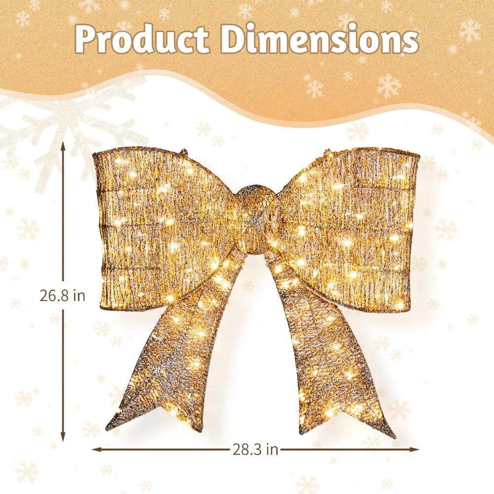 ديكور عطلة عيد الميلاد بعقدة عملاقة مضاءة مسبقًا مقاس 28 بوصة مع ضوء للفناء