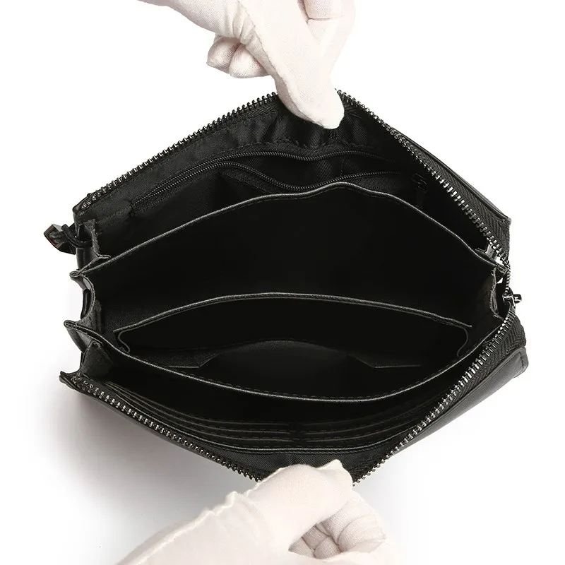 Men's leather handbag, multifunctional and personalized wallet, fashionable and large capacity phone bag