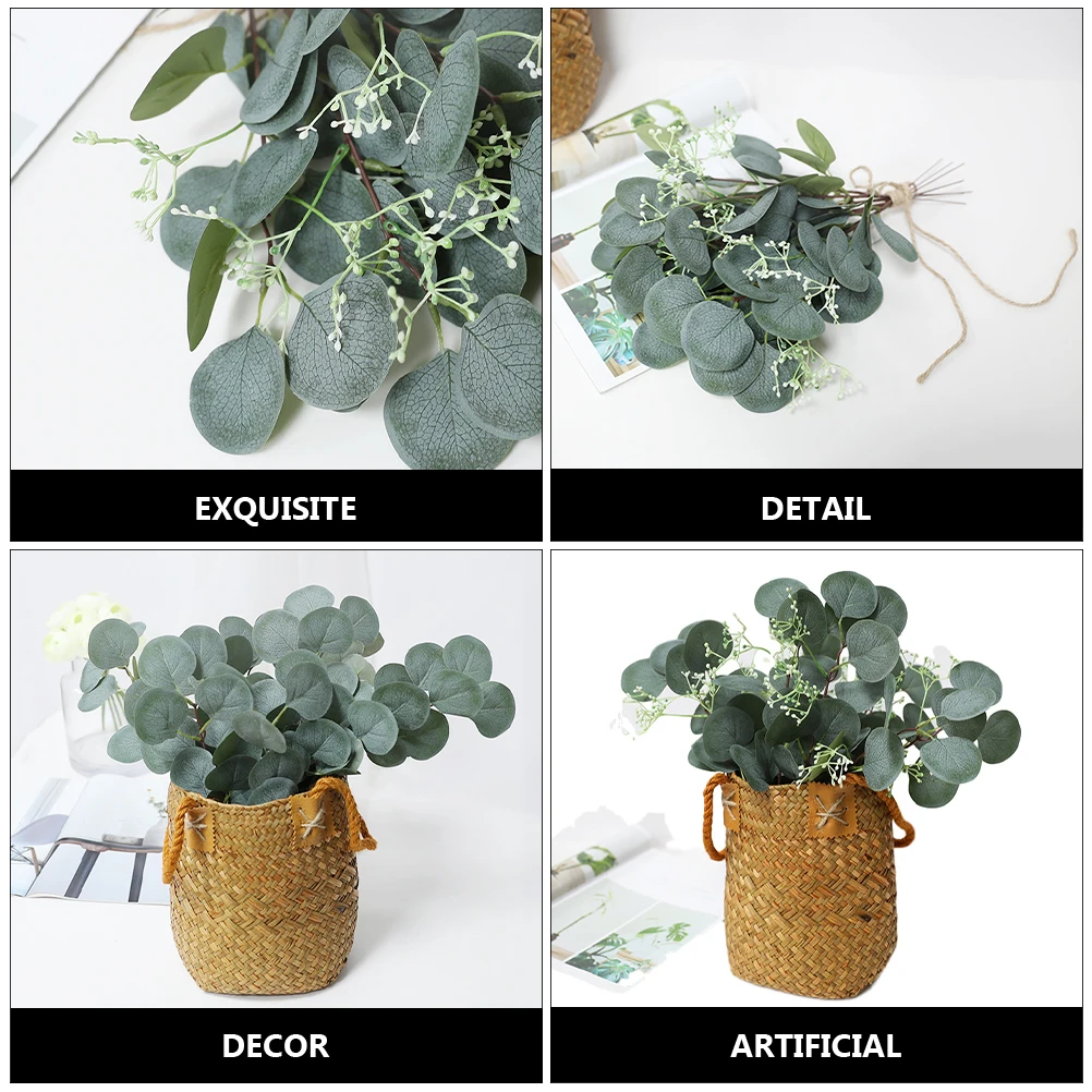 

10pcs Artificial Eucalyptus Leaves Silk Flowers Home Wedding Decor Green Plant nament Simulation Eucalyptus Artificial Flower