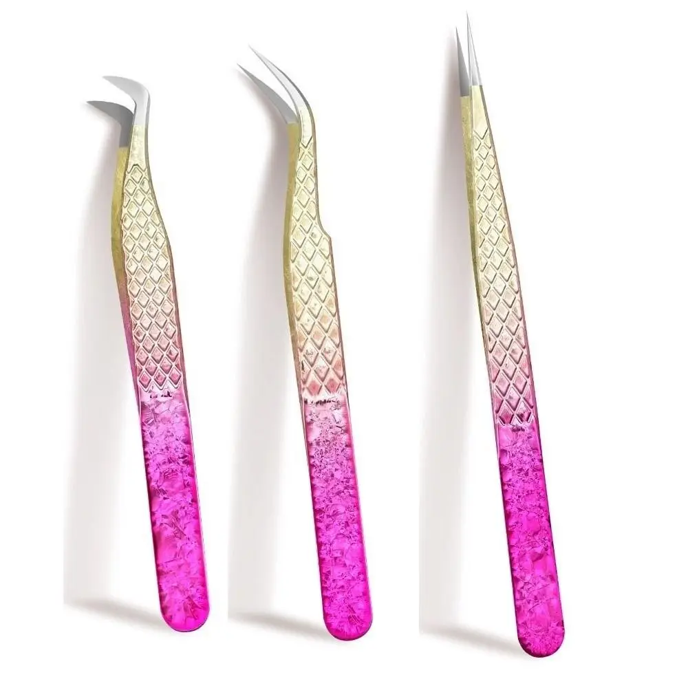 Professional Eyelash Tweezers Anti-static Ice Flower False Lashes Extension Supplies 3D Accurate Eyebrow Grafting