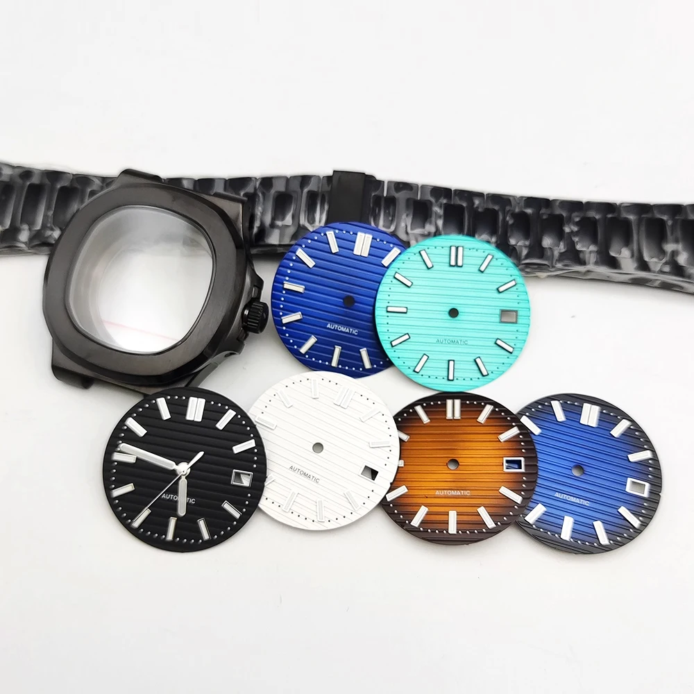 Boîtier noir Mod + bracelet pour NH35 42mm, boîtier en acier noir 316 adapté au boîtier de mouvement NH35/38, verre saphir d'avion, montre pour hommes de haute qualité